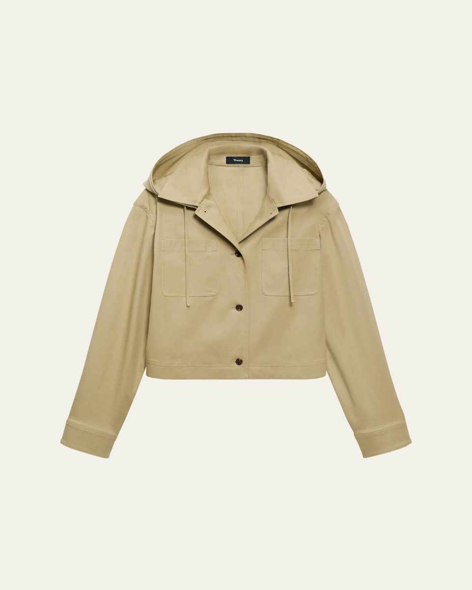 Hooded Cropped Cotton Jacket